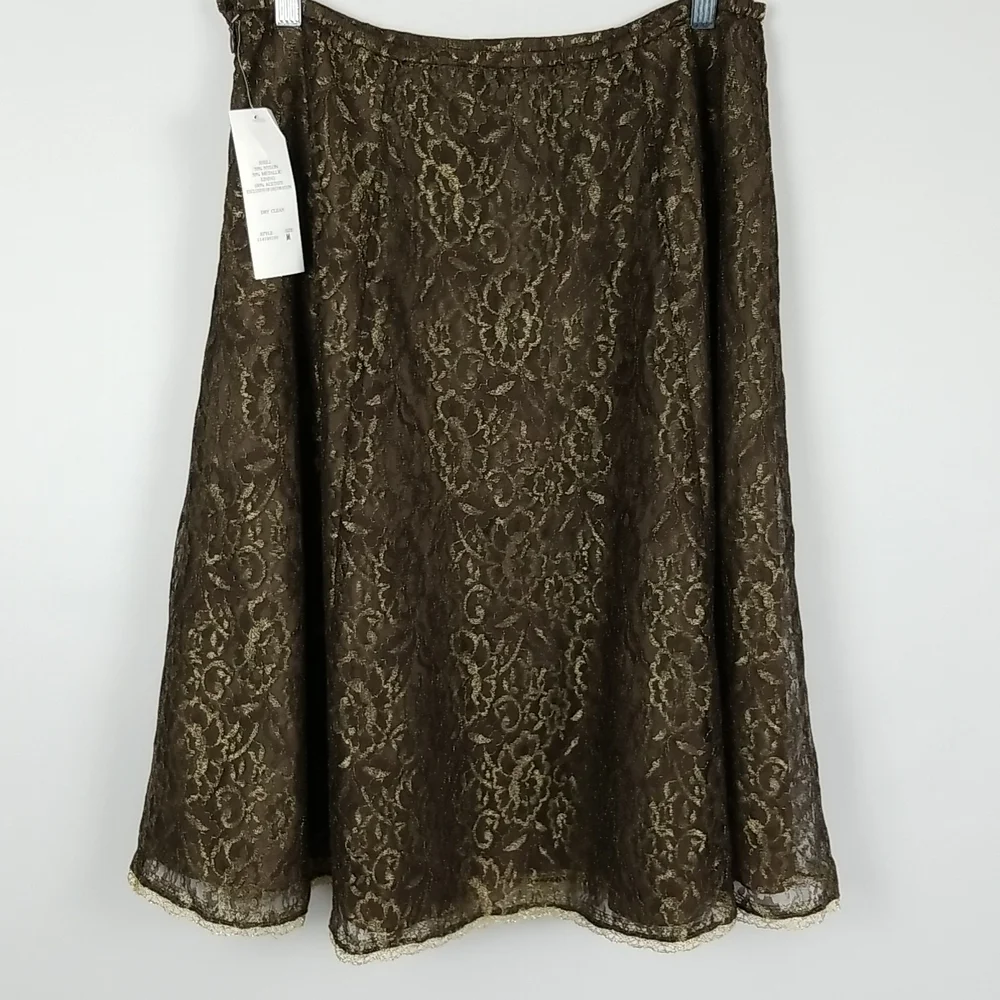 Papell Studio metallic lace skirt size M NWT - Picture 3 of 8